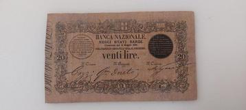 Italië. - 20 Lire 16/06/1866 Banca Nazionale Stati Sardi -