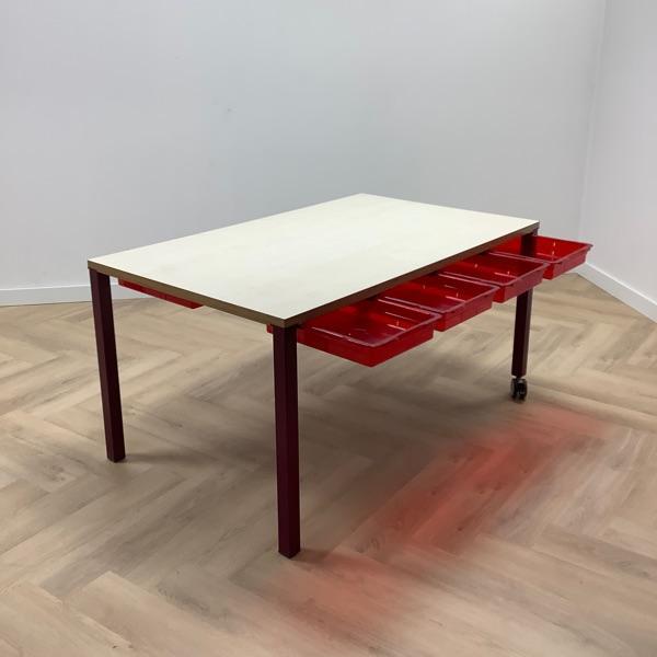 Galvanitas schooltafel vv 8 lades (hxbxd) 64,5x140x85 cm,, Huis en Inrichting, Tafelonderdelen, Gebruikt