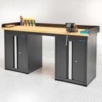 Datona Werkbank PRO eiken - 2 opbergkasten - 200 cm - zwart, Doe-het-zelf en Bouw, Ophalen of Verzenden, Nieuw