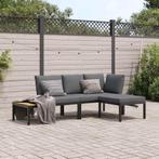 vidaXL 3-delige Loungeset met kussens aluminium zwart, Tuin en Terras, Verzenden, Nieuw, Loungeset