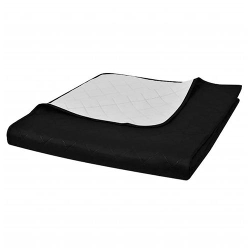 vidaXL Bedsprei gewatteerd dubbelzijdig 170x210 cm zwart/wit, Huis en Inrichting, Slaapkamer | Beddengoed, Nieuw, Verzenden