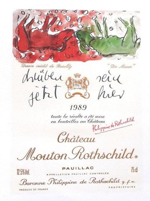 Georg Baselitz - Die Mauer - Lithograph of Mouton, Verzamelen, Wijnen