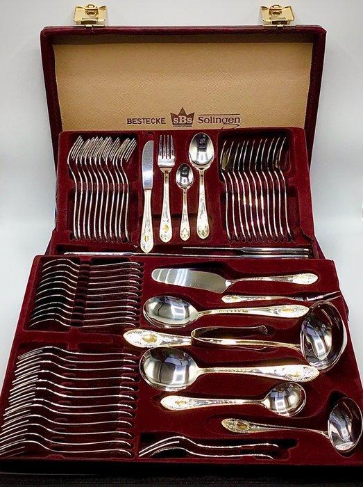 SBS Solingen - Bestekset voor 12 personen - 70-Delig - 24K, Antiquités & Art, Antiquités | Ustensiles de cuisine