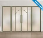 Dubbele stalen taatsdeur met glaspanelen Olijfgroen 5 Vlaks, Doe-het-zelf en Bouw, Nieuw, Metaal, Overige typen