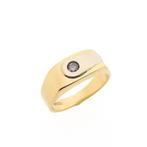 Bicolor gouden ring met zirconia | Heren (herenring), Handtassen en Accessoires, Ringen, Gebruikt, Overige kleuren, 20 of groter