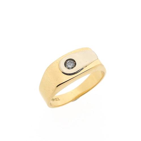 Bicolor gouden ring met zirconia | Heren (herenring), Handtassen en Accessoires, Ringen, Heer, Met edelsteen, Overige kleuren