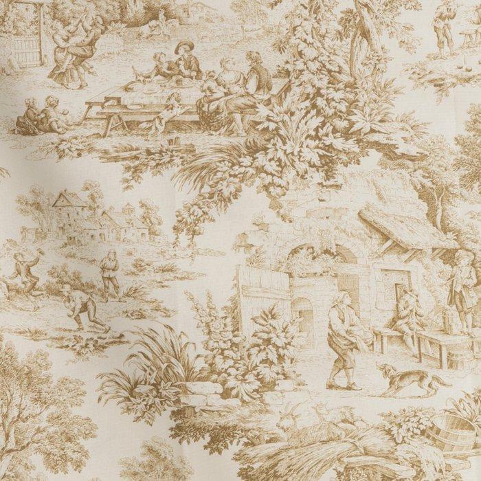 Grande toile de Jouy beige - Tissu d’ameublement - 350 cm -, Antiek en Kunst, Antiek | Tapijten, Tafelkleden en Textiel