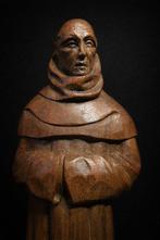 Beeld, Monnik hout gesneden trappist - 31 cm - Hout