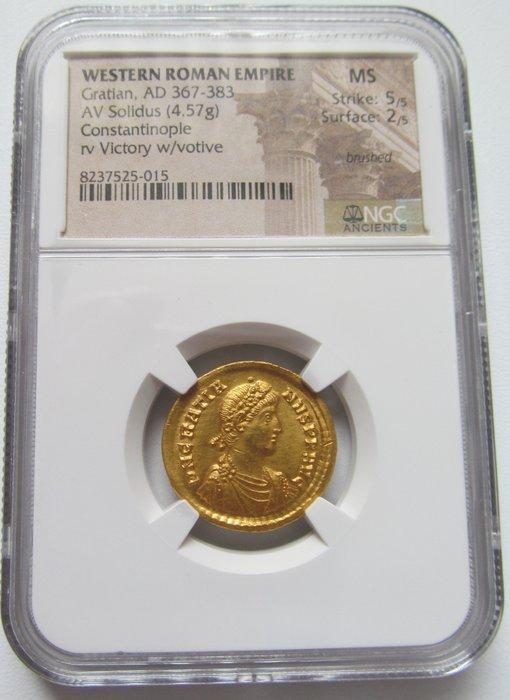 Romeinse Rijk. Gratian (367-383 n.Chr.). Solidus, Postzegels en Munten, Munten | Europa | Niet-Euromunten