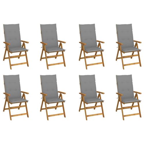 vidaXL Tuinstoelen 8 st inklapbaar met kussens massief, Tuin en Terras, Tuinstoelen, Nieuw, Verzenden