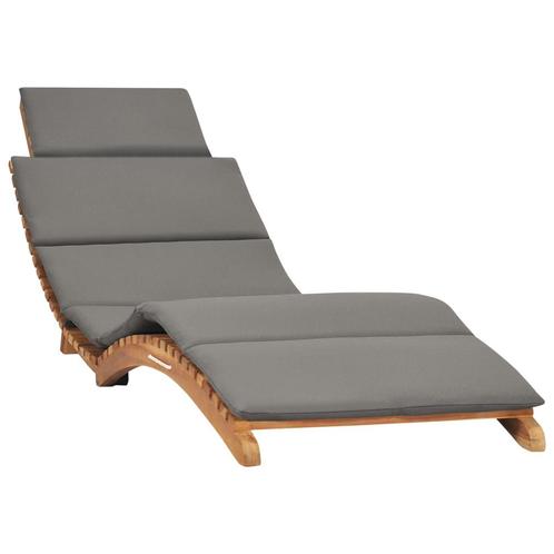 vidaXL Chaise longue pliable avec coussin gris foncé, Jardin & Terrasse, Ensembles de jardin, Neuf, Envoi