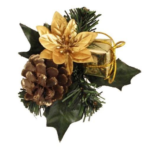 Kerstbijsteker goud kerstroos, cadeautje en dennenappel /, Maison & Meubles, Accessoires pour la Maison | Plantes & Fleurs artificielles