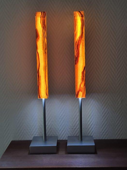 Bram Art & Design - van den Brink - Lampe (2) - Bois -, Antiquités & Art, Antiquités | Éclairage