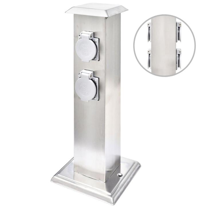 vidaXL Buitenstopcontact op zuil roestvrij staal, Doe-het-zelf en Bouw, Elektriciteit en Kabels, Nieuw, Verzenden