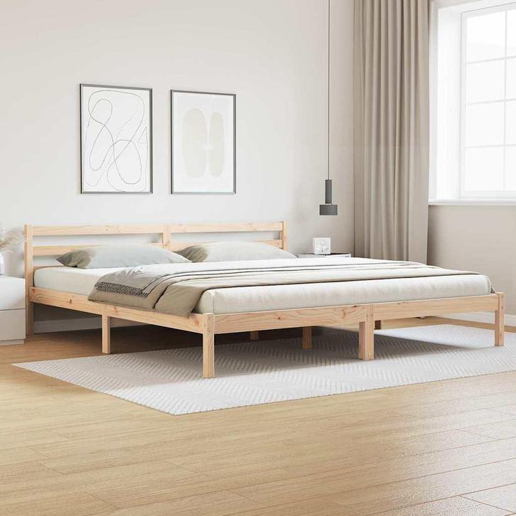 vidaXL Bedframe met hoofdeinde Bruin 210 x 180 cm Massief, Huis en Inrichting, Slaapkamer | Bedden, Nieuw, Verzenden