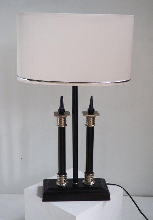 Vintage Table Desk Lamp With Satin Oval Shade - Lamp -, Antiek en Kunst, Curiosa en Brocante