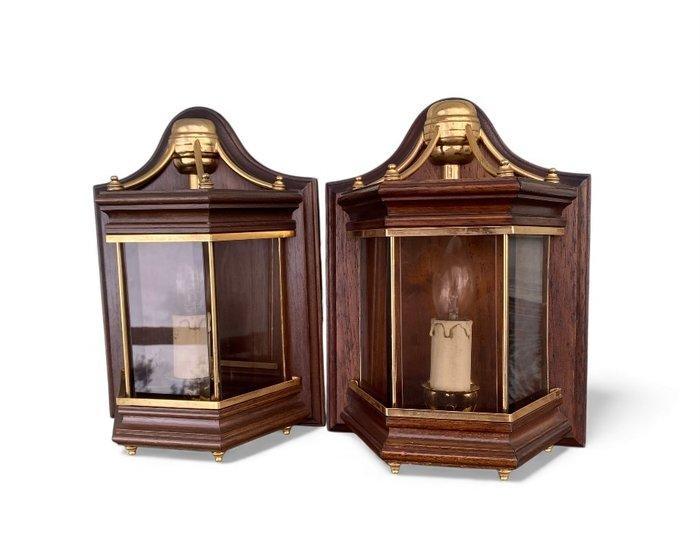 Wandlamp (2) - Koloniale stijl - Hout, Glas, Huis en Inrichting, Overige Huis en Inrichting