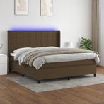 vidaXL Boxspring met matras en LED stof donkerbruin 160x200, Verzenden, Nieuw