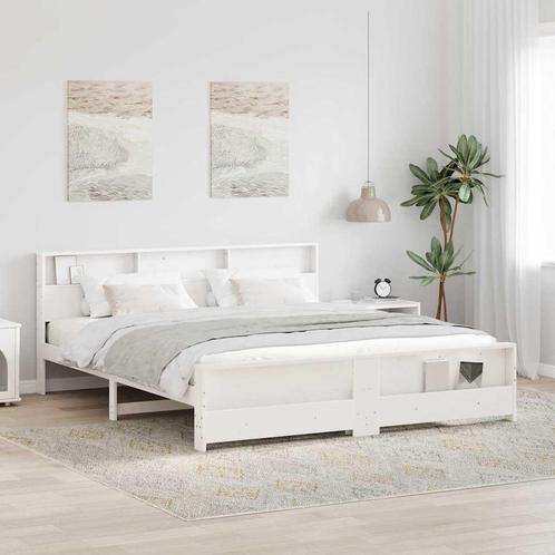 vidaXL Bedframe met hoofdeinde Wit 180 x 200 cm Massief, Huis en Inrichting, Slaapkamer | Bedden, Nieuw, Verzenden