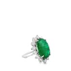 Ring Platina - 13.66ct. tw. Smaragd - Diamant -, Handtassen en Accessoires, Ringen, Nieuw