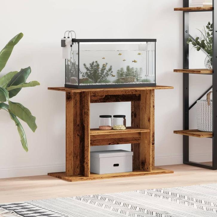 vidaXL Aquariumstandaard Oud Hout 80x35x60 cm Bewerkt Hout, Dieren en Toebehoren, Vissen | Aquaria en Toebehoren, Nieuw, Verzenden