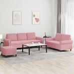 vidaXL 3-delige Loungeset met kussens fluweel roze, Huis en Inrichting, Zetels | Zetels, Verzenden, Nieuw