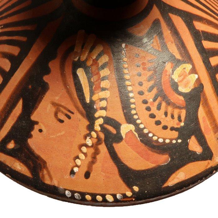 Oud-Grieks Terracotta Pyxis met rode deksel en dame van de, Antiek en Kunst, Antiek | Overige Antiek