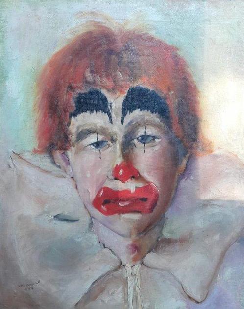 Rompuy (XX) - Clown met verdriet, Antiek en Kunst, Kunst | Schilderijen | Klassiek