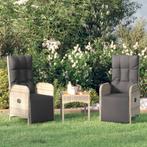 vidaXL Tuinstoelen 2 st verstelbaar met tafel poly rattan, Tuin en Terras, Tuinstoelen, Verzenden, Nieuw