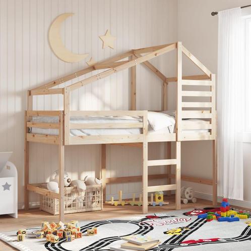 vidaXL Halfhoogslaper met ladder en bedhuis grenenhout, Huis en Inrichting, Slaapkamer | Bedden, Nieuw, Verzenden