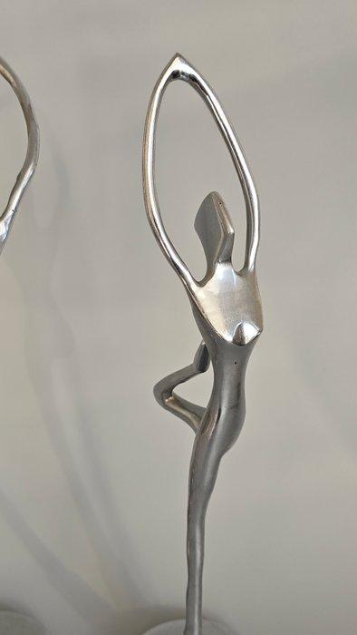 Beeldje - 3 Ballerinas (34 cm) - Verchroomd, Metaal, Antiquités & Art, Curiosités & Brocante