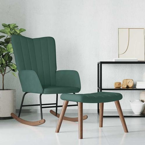 vidaXL Schommelstoel met voetenbank fluweel donkergroen, Huis en Inrichting, Stoelen, Nieuw, Verzenden