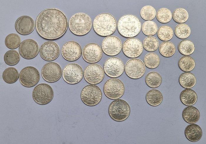 France. Lot de 41 monnaies en argent de 1871 à 1920 (Sans, Postzegels en Munten, Munten | Europa | Niet-Euromunten
