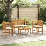 vidaXL Tuinrozen loungeset met kussen 4 pcs Massief Acacia, Tuin en Terras, Verzenden, Nieuw, Loungeset