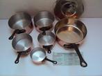 5 casseroles cuivre et une sauteuse avec couvercle -, Antiek en Kunst