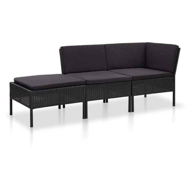 Loungeset Zwart Poly Rattan | Retour Deal | 37% Korting!, Tuin en Terras, Tuinsets en Loungesets, Bank, Nieuw, Rotan, Loungeset