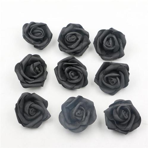 Actie foam roos groot victoria zwart los 6 cm. +/-25 st, Huis en Inrichting, Woonaccessoires | Kunstplanten en Kunstbloemen, Nieuw