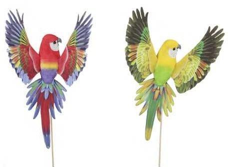 Parkieten 2 soorten op stok 50 cm 2 stuks, Huis en Inrichting, Woonaccessoires | Kunstplanten en Kunstbloemen, Nieuw