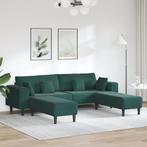 vidaXL Velvet Sofa met kussen met kussen 3 pcs Donkergroen, Verzenden, Nieuw
