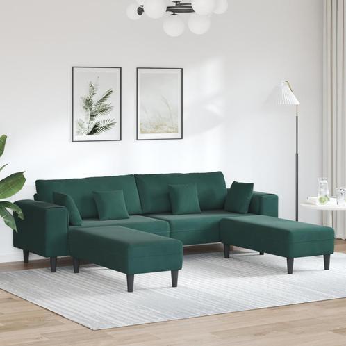 vidaXL Velvet Sofa met kussen met kussen 3 pcs Donkergroen, Huis en Inrichting, Zetels | Zetels, Nieuw, Verzenden