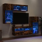 vidaXL 5-delige tv-wandmeubelset met LED bewerkt hout, Verzenden, Nieuw