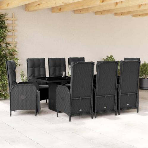 vidaXL 9-delige Tuinset poly rattan zwart, Tuin en Terras, Tuinsets en Loungesets, Tuinset, Nieuw, Verzenden