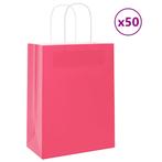 vidaXL Papieren zakjes 50 st met hengsels 21x11x28 cm roze, Diversen, Cadeauverpakkingen, Verzenden, Nieuw