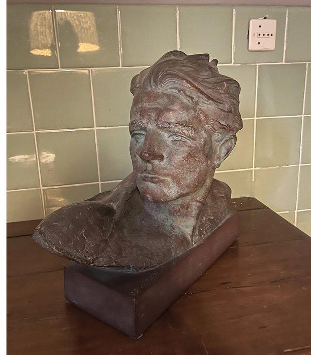 R. Pollin - sculptuur, Jean Mermoz - Aviatore - 40 cm -, Antiquités & Art, Antiquités | Verre & Cristal