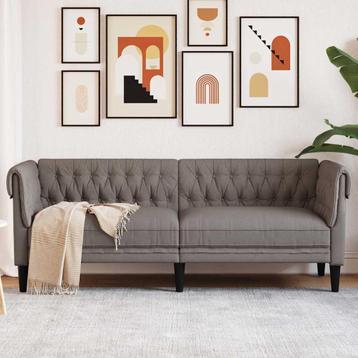 vidaXL Driezitsbank Chesterfield-stijl stof taupe, Huis en Inrichting, Verzenden, Nieuw