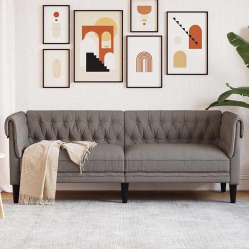 vidaXL Driezitsbank Chesterfield-stijl stof taupe, Huis en Inrichting, Zetels | Zetels, Nieuw, Verzenden