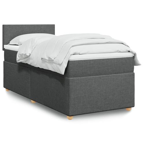 vidaXL Boxspring met matras stof donkergrijs 90x200 cm, Huis en Inrichting, Slaapkamer | Bedden, Nieuw, Verzenden