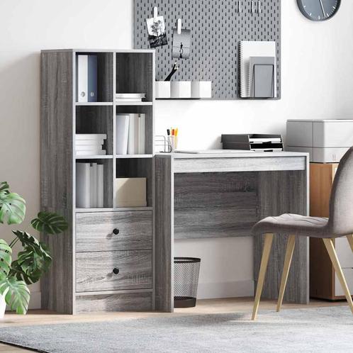 vidaXL Bureau met opslag met lade 2 pcs Grijs sonoma 90 x 50, Huis en Inrichting, Kasten | Dressoirs, Nieuw, Verzenden