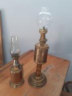 Petroleumlamp (2) - Glas, Messing - Duivenlamp