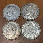 France. 5 Francs Napoleon III (lot de 4 monnaies en argent)
